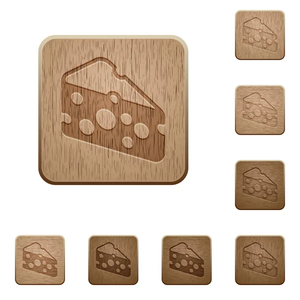 Rebanada de queso botones de madera — Vector de stock