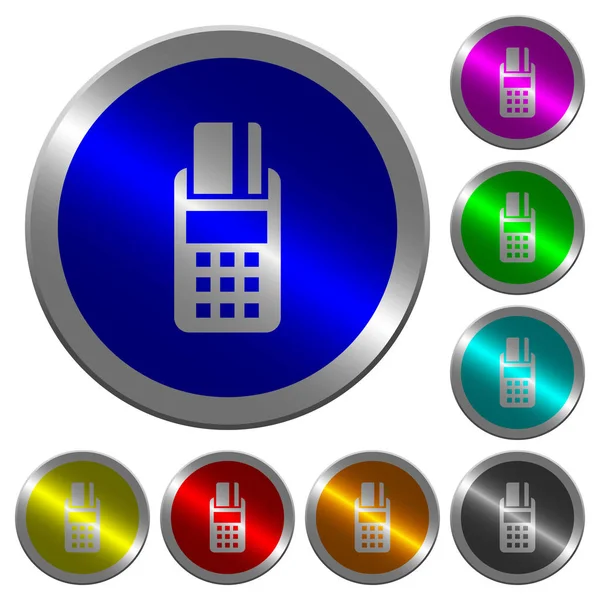 POS terminal luminoso moeda-como botões de cor redonda —  Vetores de Stock