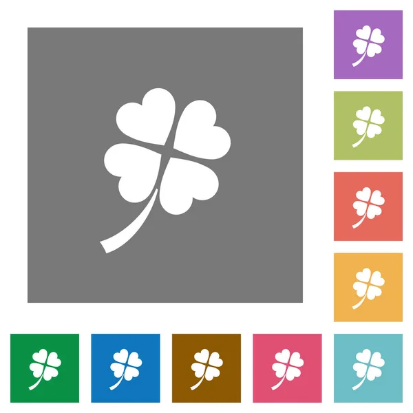 Four leaf clover square flat icons
