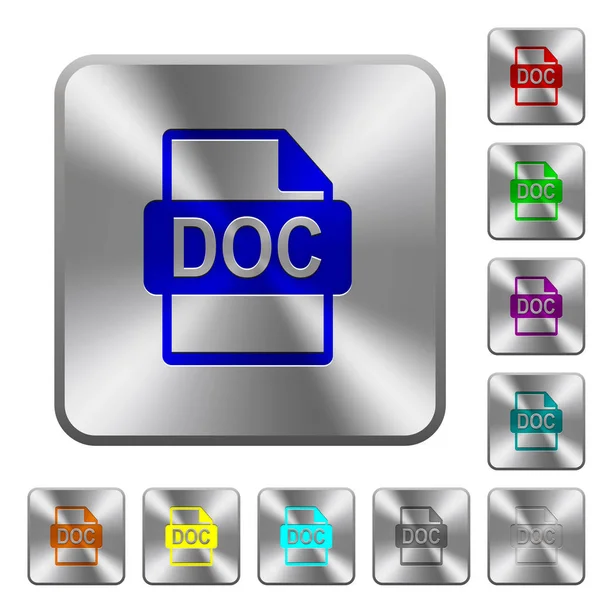 Format de fichier DOC boutons carrés arrondis en acier — Image vectorielle