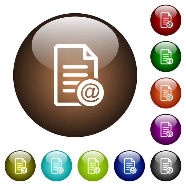 Invia documento come pulsanti di vetro colore e-mail — Vettoriale Stock