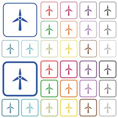 Rüzgar Türbini düz renk simgeleri özetlenen
