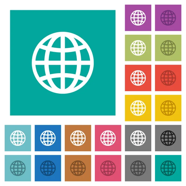 Globe carré plat multi icônes colorées — Image vectorielle