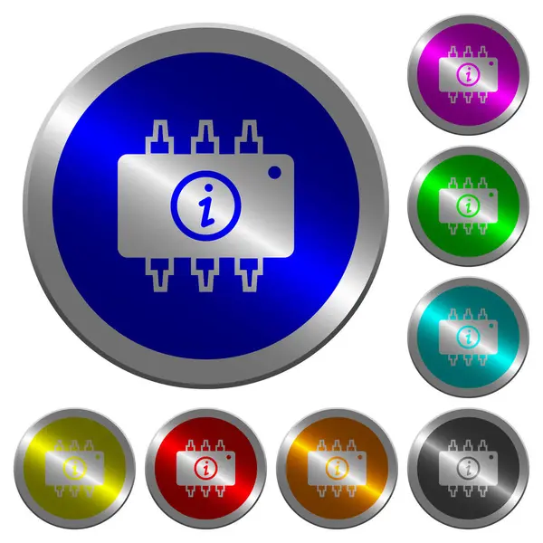 Hardware info luminoso moneta-come pulsanti di colore rotondo — Vettoriale Stock
