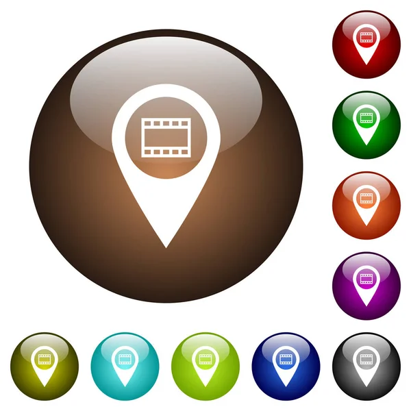 Cinema GPS mappa posizione colore vetro pulsanti — Vettoriale Stock