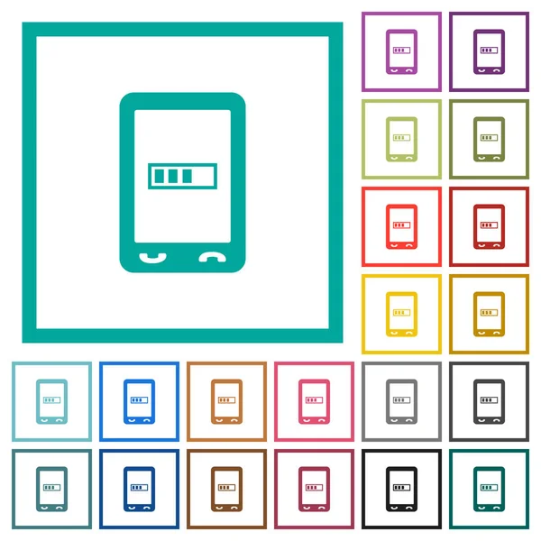 Мобільна обробка піктограм плоского кольору з квадрантними кадрами — стоковий вектор