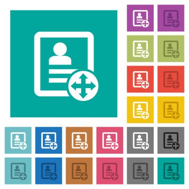 İlgili kişi kare düz hareket çok renkli simgeler