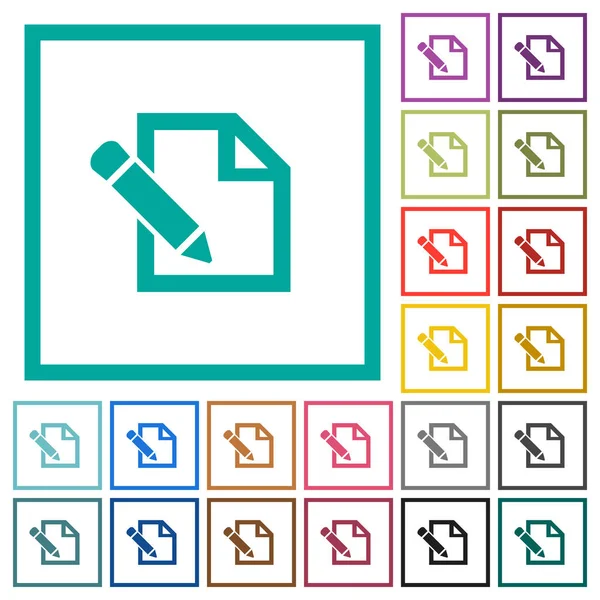 Upravit s tužkou ploché barevné ikony s kvadrant rámy — Stockový vektor