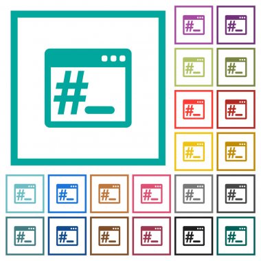 Linux kök terminal düz renk simgeleri çeyreği çerçeveler ile
