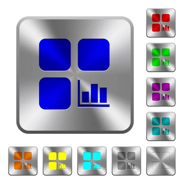 Статистика компонентов квадратные стальные кнопки — стоковый вектор