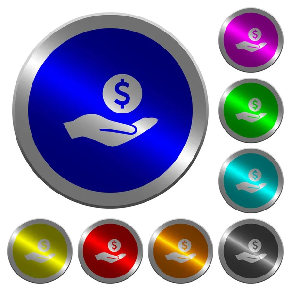 Dólar ganancias luminoso moneda-como botones de color redondo — Archivo Imágenes Vectoriales