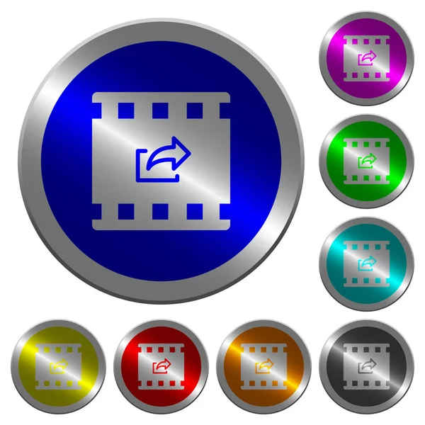 Exportar película luminosa moneda-como botones de color redondo — Vector de stock