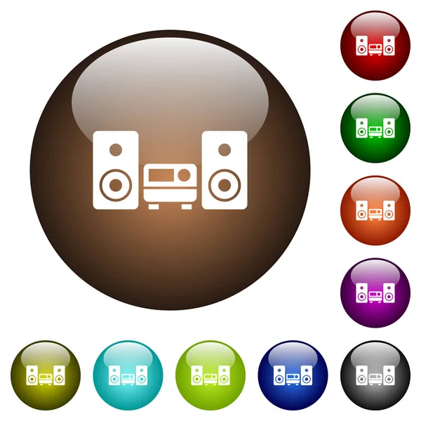 Botones de vidrio de color del sistema estéreo — Vector de stock