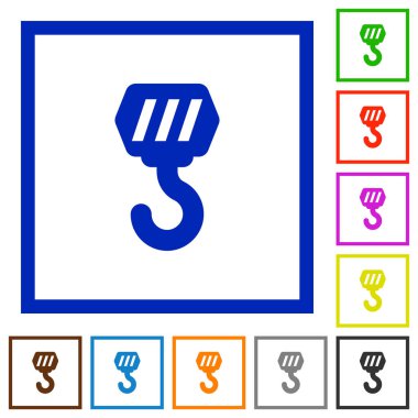 İnşaat kanca düz çerçeveli simgeler