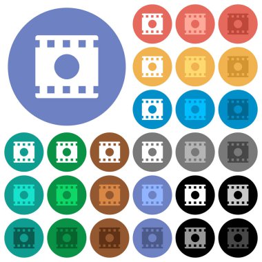 Film kayıt yuvarlak düz çok renkli simgeler