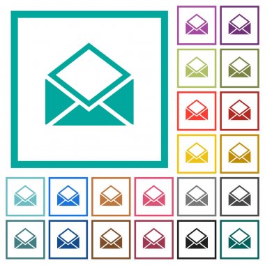 Dörtgen Bölümlü çerçeveler ile açık posta düz renk simgeleri