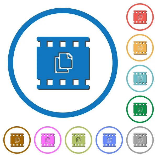 Copiar iconos de películas con sombras y contornos — Archivo Imágenes Vectoriales