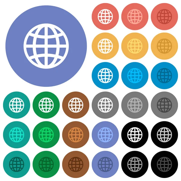 Globo redondo plana multi ícones coloridos — Vetor de Stock
