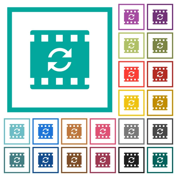 Herstart film egale kleur pictogrammen met Kwadrant frames — Stockvector