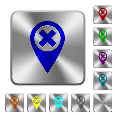 Kare çelik düğmeleri iptal Gps harita konum yuvarlak