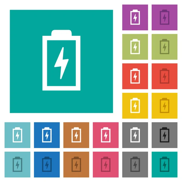 Batería con símbolo de energía cuadrada plana iconos multicolores — Archivo Imágenes Vectoriales