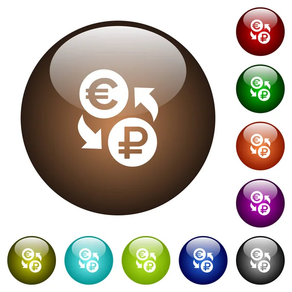 Euro Rublo moneta cambio colore vetro pulsanti — Vettoriale Stock