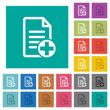 Yeni belge kare düz eklemek çok renkli simgeler