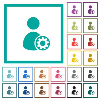 Kullanıcı hesabı ayarları renk simgeleri çeyreği çerçeveler ile düz