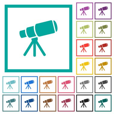 Uzay Teleskobu düz renk simgeleri çeyreği çerçeveler ile