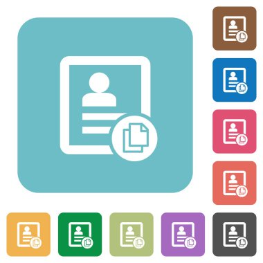 Yuvarlak kartviziti kopyalamak kare düz simgeler