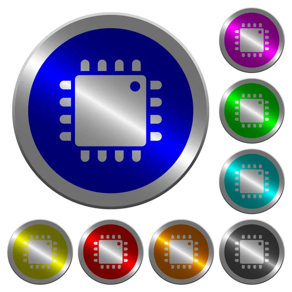 Ordinateur processeur lumineux coin-like boutons ronds de couleur — Image vectorielle