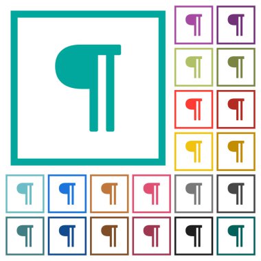 Metin paragraf düz renk simgeleri çeyreği çerçeveler ile