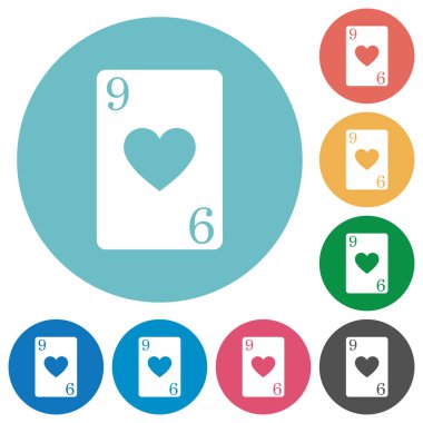 Dokuz tane kupa kart düz yuvarlak simgeler