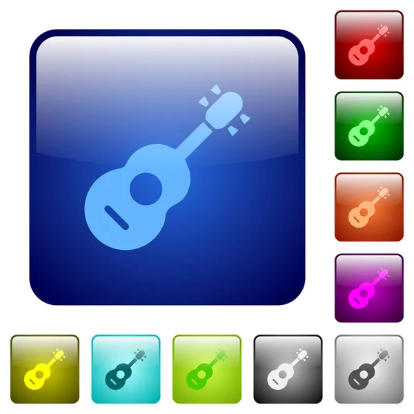 Akustická kytara barevná čtvercová tlačítka — Stockový vektor