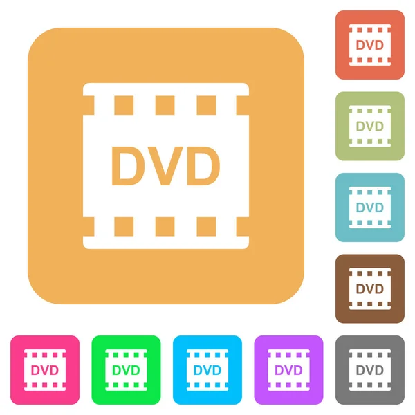 DVD film oluşum yuvarlak kare düz simgeler — Stok Vektör