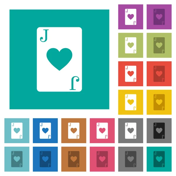 Jack ze srdce kartu náměstí flat multi barevné ikony — Stockový vektor