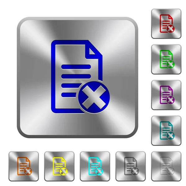 Annuler document arrondi boutons carrés en acier — Image vectorielle