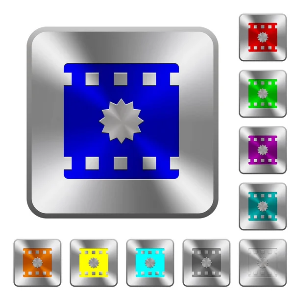 Boutons carrés en acier certifié film rond — Image vectorielle