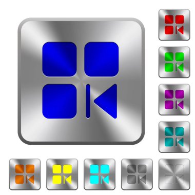 Kare çelik düğmeleri önceki bileşeni yuvarlak