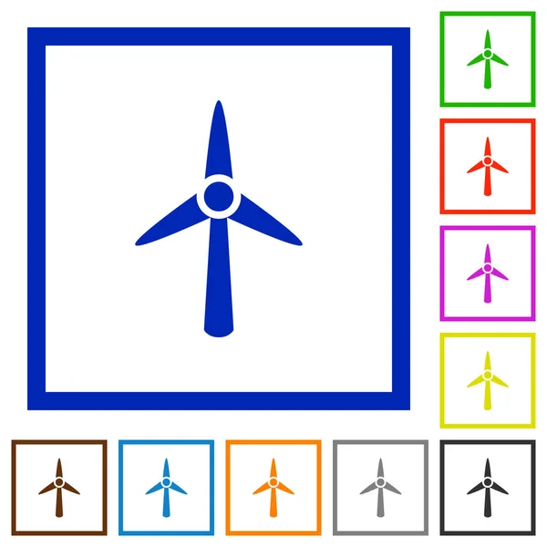 Flachbild-Symbole für Windkraftanlagen — Stockvektor