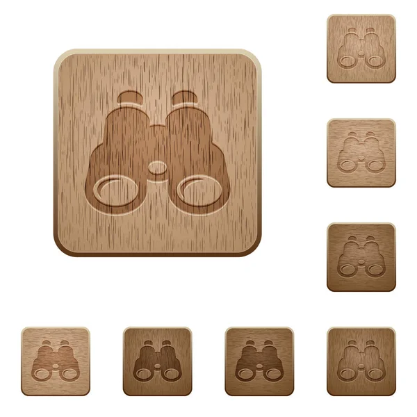 Prismáticos botones de madera — Vector de stock