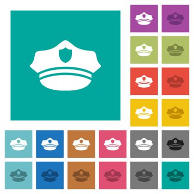 Polis şapka kare daire çok renkli simgeler