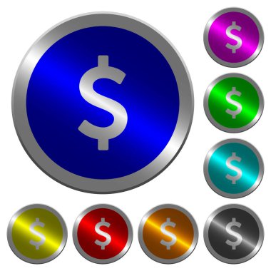 Dolar işareti parlak sikke benzeri yuvarlak renkli düğmeler