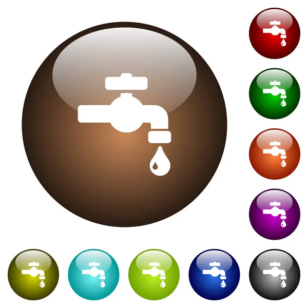 Grifo de agua con botones de vidrio de color gota de agua — Archivo Imágenes Vectoriales