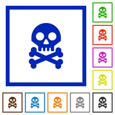 Kafatası kemikleri düz çerçeveli simgeleri ile