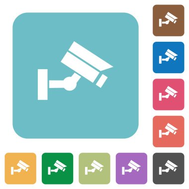 Güvenlik kamerası yuvarlak kare düz simgeler