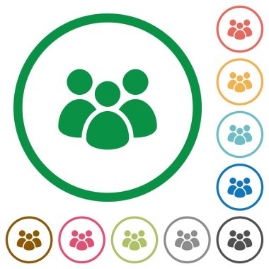 Anahatları ile takım düz simgeler