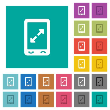 Mobil çimdik açık jest çok düz simgeler düz kare arka plan üzerinde renkli. Beyaz ve koyu kutsal kişilerin resmi varyasyon hover veya etkin efektleri dahil.