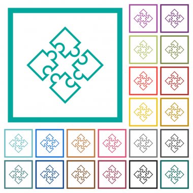 Adet düz renk simgeleri beyaz arka plan üzerinde çeyreği çerçevelerle bulmaca
