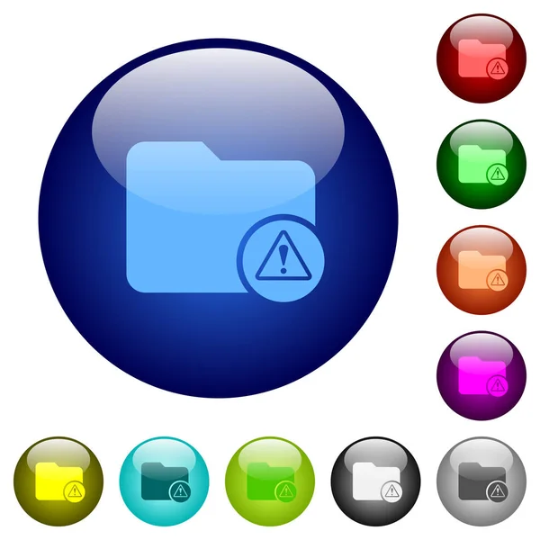 Directory Warning Icons Color Glass Buttons — Stock Vector